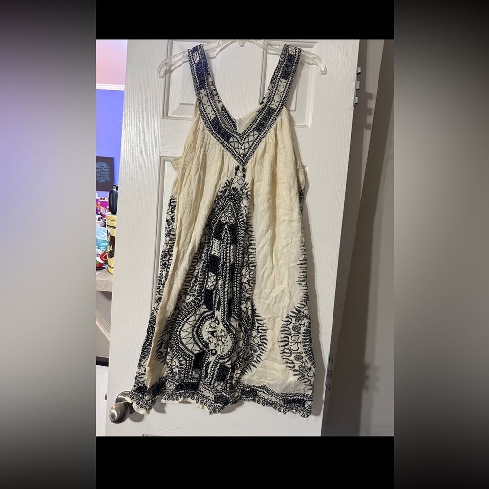 Sepogee Dress Black and Cream Colored Boho Bohemian Dress Size 2X GORGEOUS